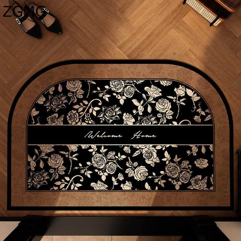 玄関マット 泥落としマット 花柄 ドアマット 大判 室内 室外 泥除け PVC ビニール アンテイーク デザイン 異形 カーペット 滑り止め 洗える インテリアマット 防カビ げんかんまっと 飲食店 事務所