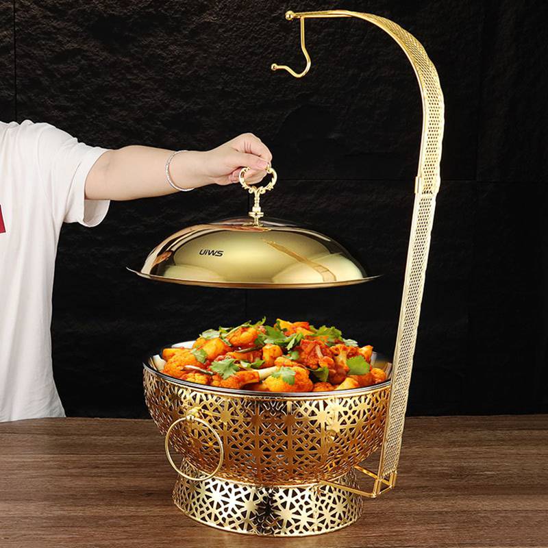 ビュッフェサーバー フードウォーマー ビュッフェストーブ 加熱ウォーマー 業務用ビュッフェコンロ 保温スープボウル チェーフィングディッシュ ステンレス製 蓋付き ビュッフェ バイキング 結婚式 2