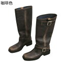 ジョッキーブーツ ラウンドトゥ ローヒール ロングブーツ レディース レザー 膝丈 防滑 防水 コンフォート エレガント 秋冬 パンク ハロウィン 旅行 乗馬 バイク用 通気性 丈夫 卒業式