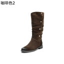 カウボーイブーツ レディース ミドルブーツ 冬靴 レザー 冬 カーキ 折り返し 本革 無地 ポインテッドトゥ チャンキーヒール 暖かい 軽量 カジュアル 韓国風 シンプル 旅行 お出かけ