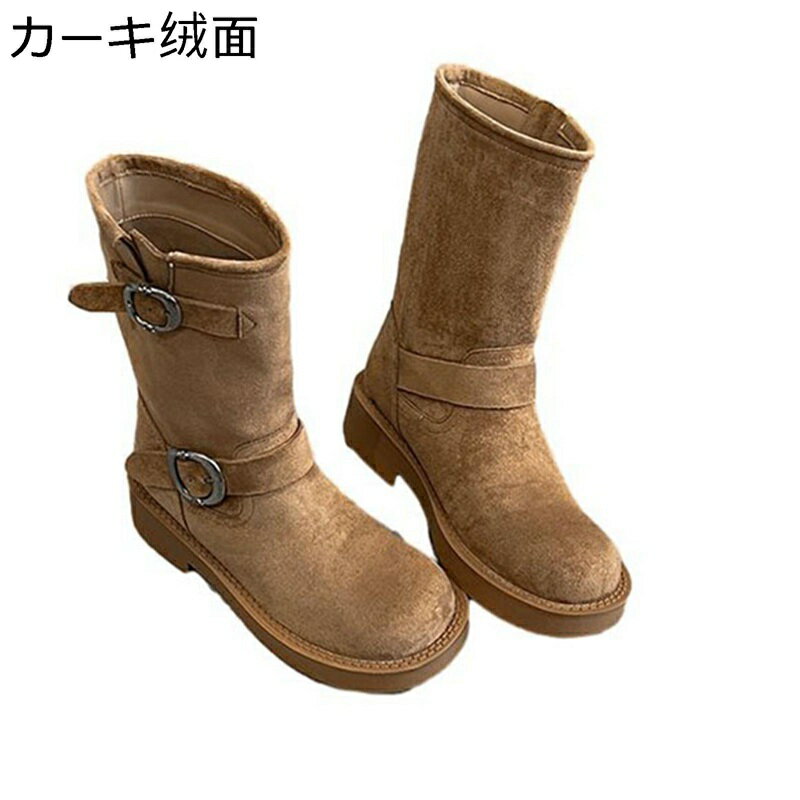 レディース ミドルブーツ ラウンドトゥ ジョッキーブーツ 防寒 厚底 合成革 汚れにくい 安定感 身長アップ 耐磨耗 ゆったり 冬 美脚 リーガル お出かけ 通学 カジュアル 韓国風 デイリー