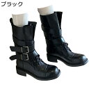 レディース ジョッキーブーツ ミドルブーツ 美脚 レザー 暖かい 防滑 耐磨耗 ベルト飾り コンフォート デイリー チャンキーヒール 身長アップ 秋冬 通勤 通学 イベント レトロ調