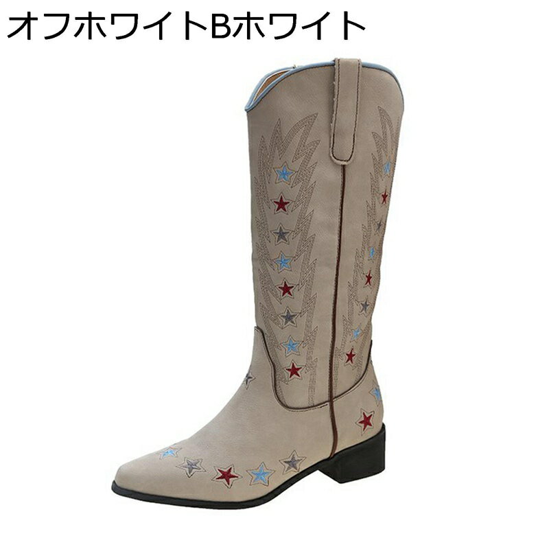 楽天kcreateレディース ミドルブーツ ウェスタンブーツ レザー 安定感 PUレザー 欧米風 耐磨耗 刺繍 ポインテッドトゥ チャンキーヒール ヴィンテージ エレガント クリスマス 乗馬 通勤 個性 冬靴