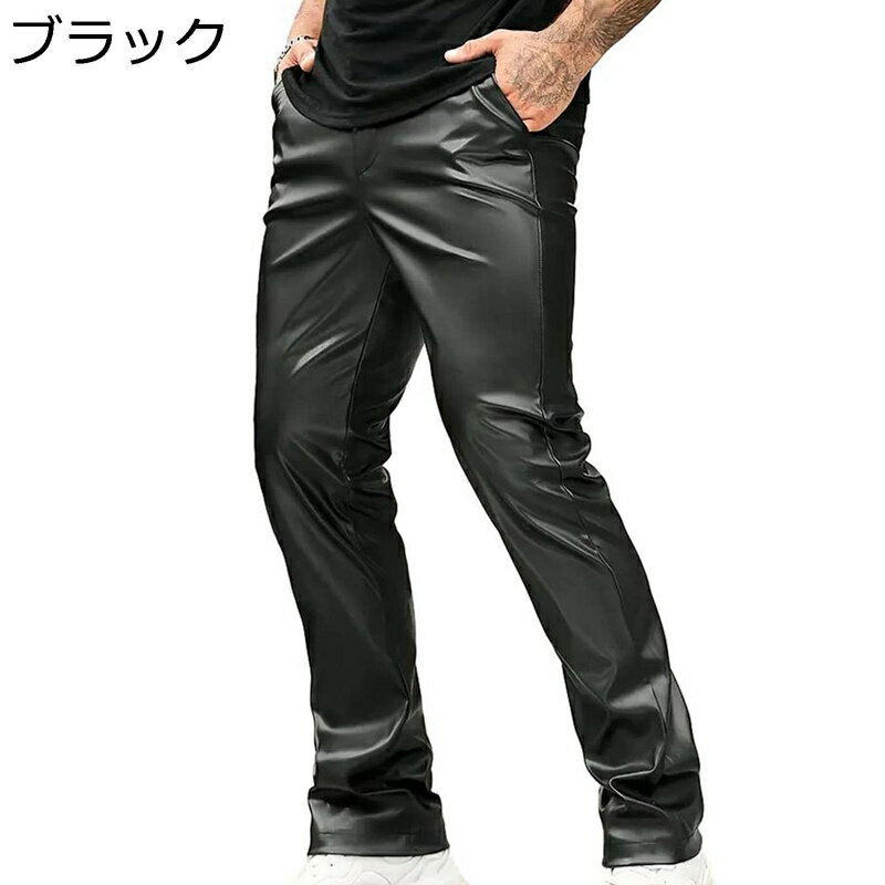 レザー ロングパンツ スキニー メンズ 細身 スリム ライダースパンツ 大人 無地 PU革 ベーシック 立体裁断 かっこいい 個性 hip hop 秋用 春秋 ビター系 アメカジ ボトムス 通勤 トレンド 美脚