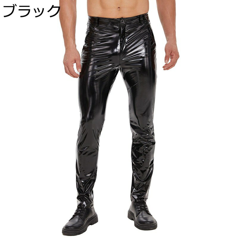 レザー ロングパンツ レギンス メンズ 美脚 ストレッチ バイクパンツ 紳士用 PUレザーズボン ファッション ストリート系 カッコイイ 秋物 パンク アメリカン ボトムス オリジナル モード系 美脚