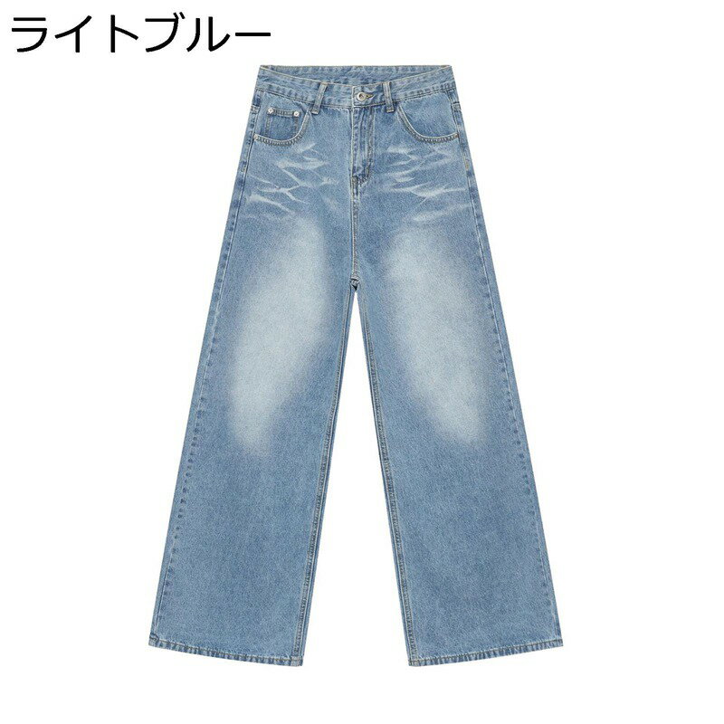 デニムパンツ メンズ ヴィンテージ ジーンズ インクジェット加工 ロングパンツ ヒップホップ ストリートファション ストレート Gパン 大きいサイズ カジュアル ゆったり ルーズ 前開きジッパー おしゃれ(4.0)