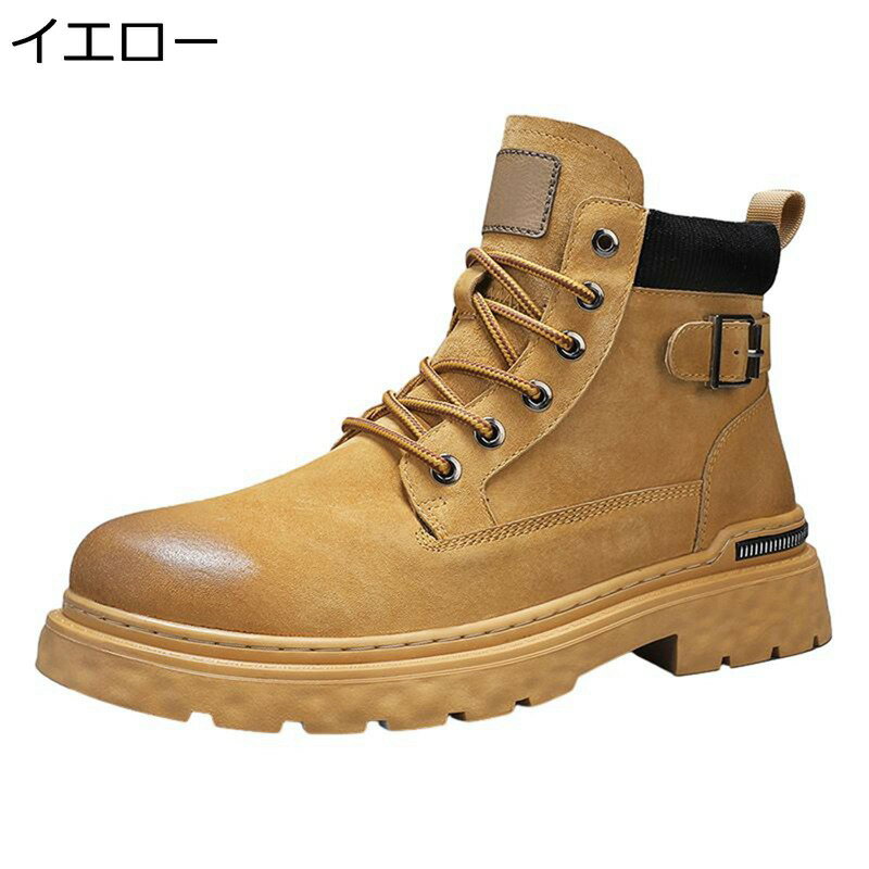 ブーツ メンズ 男靴 ワークブーツ 厚底 バイクシューズ 編み上げ ハイカット 防水 防寒 防滑 簡単脱着 ..