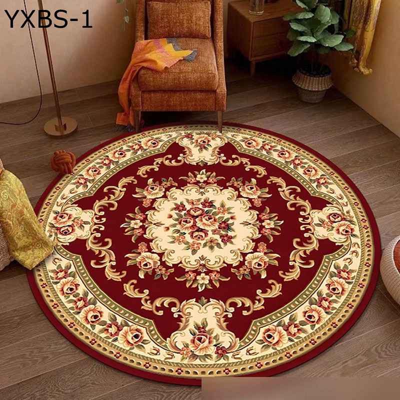 ゲーミングカーペット 円形 チェアマット ペルシャ? エスニック系 アンティーク レトロ花柄 床保護 ズレない 凹み防止 キズ防止 無味無臭 床暖房対応 洗濯可 在宅勤務 フローリング テレワーク 畳