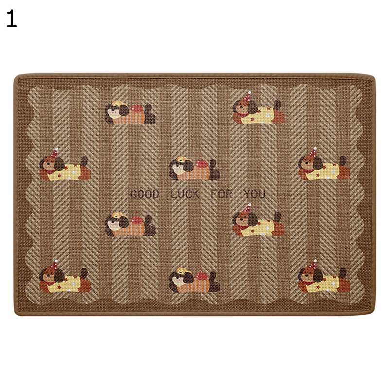 ドアマット キッチンマット サイザル麻絨毯 玄関マット 犬柄 動物柄 泥除け 汚れ落とし 大きいサイズ ..