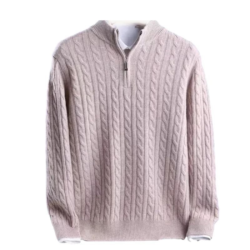 セーター ニット メンズ 秋冬 長袖 ハーフジップ ケーブル編み 厚手 暖かい 寒さ対策 プルオーバー ゆ..