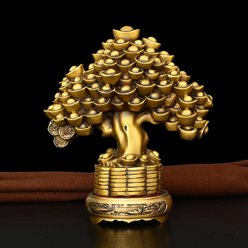 招財樹金のなる木 ベース付属 銅製 聚寶盆 風水置物 インテリア 金運アップ 富と幸運 元宝 風水置物 縁起物 商売繁盛 開運 商売繁盛祈願 お礼 新年 贈り物 福運 お守り 贈り物 プレゼント 店舗(4)