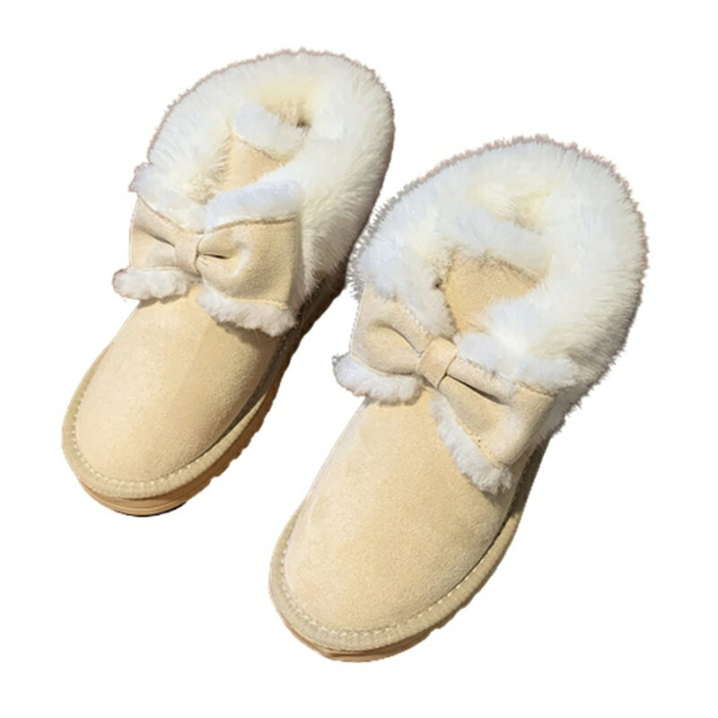 あったかシューズ レディース ムートンブーツ ぽかぽか ふわもこ 厚底 滑りにくい オフィス デイリー 通学 カジュアル お洒落 裏ファー 履き心地いい 疲れない 22.5cm-25.0cm 綿靴 冬(4)