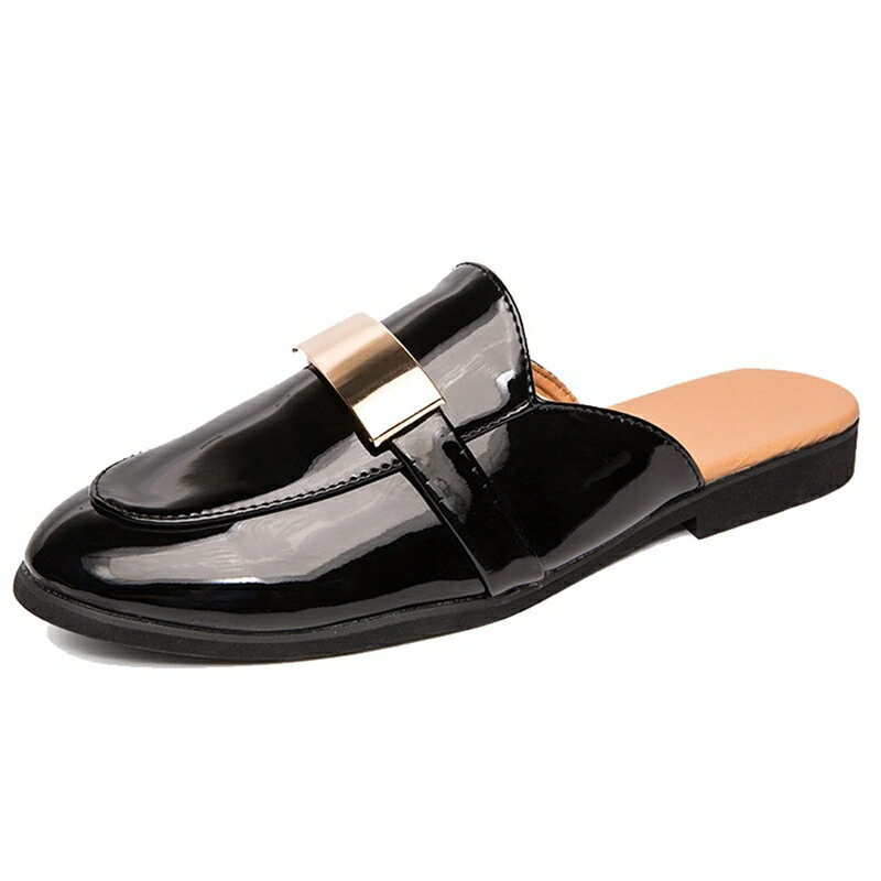 ビジネススリッパ かかとなし メンズ フォーマル サボサンダル エナメル 紳士靴 キラキラ 超軽量 フラット 蒸れない ローファー 楽チン デッキシューズ 履き心地 男性 革靴 事務所用 オフィス 仕