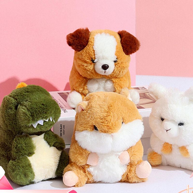 4点セット 縫い包み 動物たち ぬいぐるみ 犬 ドラゴン ハムスター アルパカ 14cm 小型 もこもこ もふも..