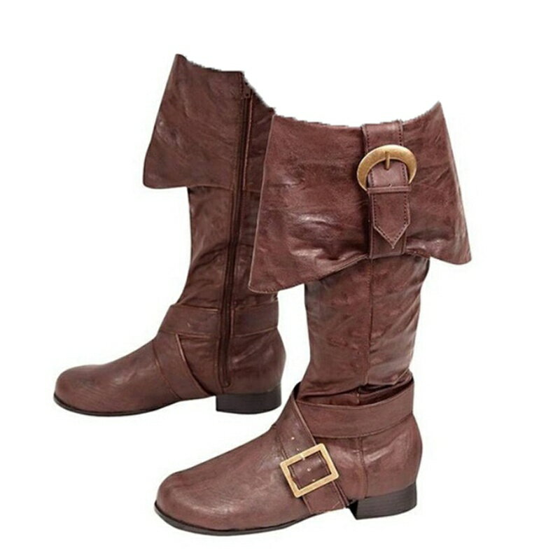 ロングブーツ 長靴 ジョッキーブーツ 男女兼用 折り返し ダブルバックル 袴ブーツ 足細 着脱簡単 サイドジップ 大人 アメカジ 春秋冬 滑り止め 大きい 小さいサイズ 通勤 通学 デート パーティー