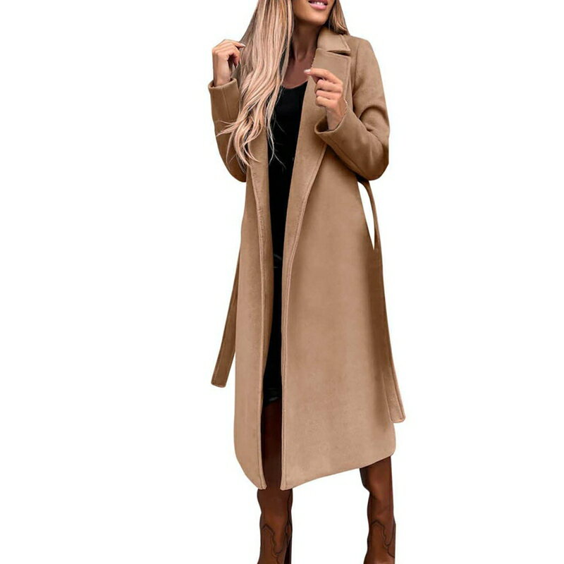 チェスターコート ラシャコート ロングコート レディース ベルト付き 大きいサイズ 素色 細身 簡約 ト..