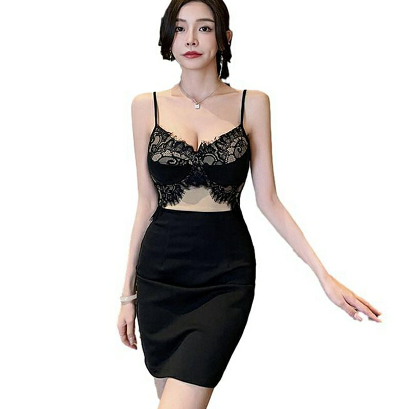ミニワンピ タイトドレス キャバドレス vネック 切り替え 総レース 吊りスカート カシュクール ボディコン ハイウエスト 着痩せ きれいめ セクシー スリム レディース パーティー 発表会 春 夏