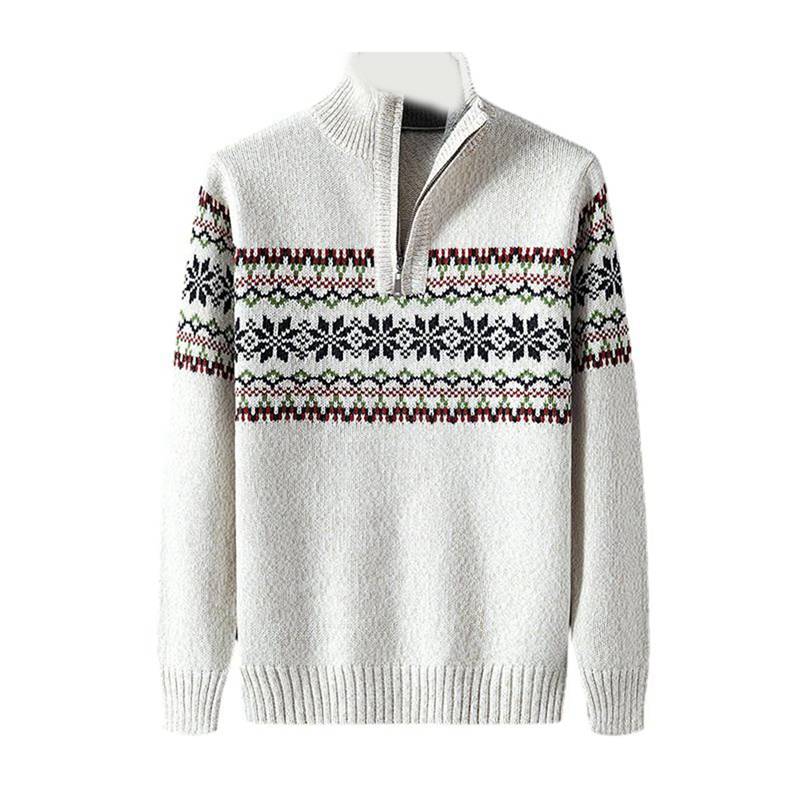 セーター メンズ ニットセーター 長袖 花柄 プリント プルオーバー ハーフジップ ファッション 韓国風 ..