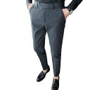 ストライプ柄 ビジネススラックス メンズ ストレッチ スリム スラックス スーツパンツ 細身 テーパードパンツ スキニー タイト ストレート イージーパンツ 紳...