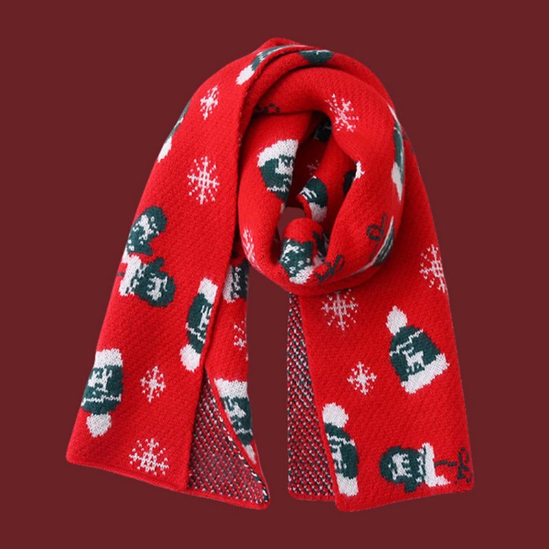 クリスマスマフラー ニット 赤 星 鹿 レトロ 雪だるま チェック柄 クリスマス雰囲気 スカーフ 新年 レ..