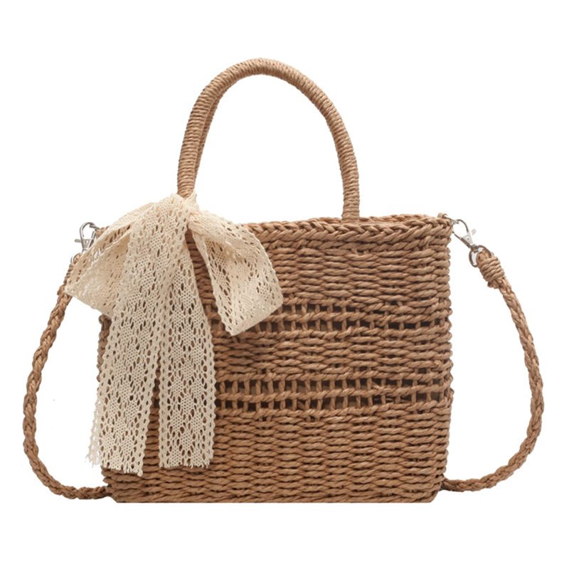 かごバッグ 田園風 手織りバッグ 大容量 手提げげバッグ レース ショルダーバッグ 夏用バッグ リゾート..