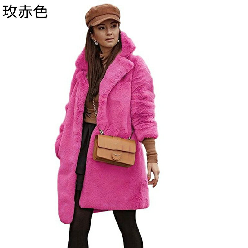 毛皮コート レディース 毛皮ジャケット ロング丈 秋冬 フェイクファー ジャケット トップス 大人 厚手 ノッチドラペル 暖かい 長袖 おしゃれ ゆったり 上着 防寒コート 結婚式 パーティー 韓国(4.0)