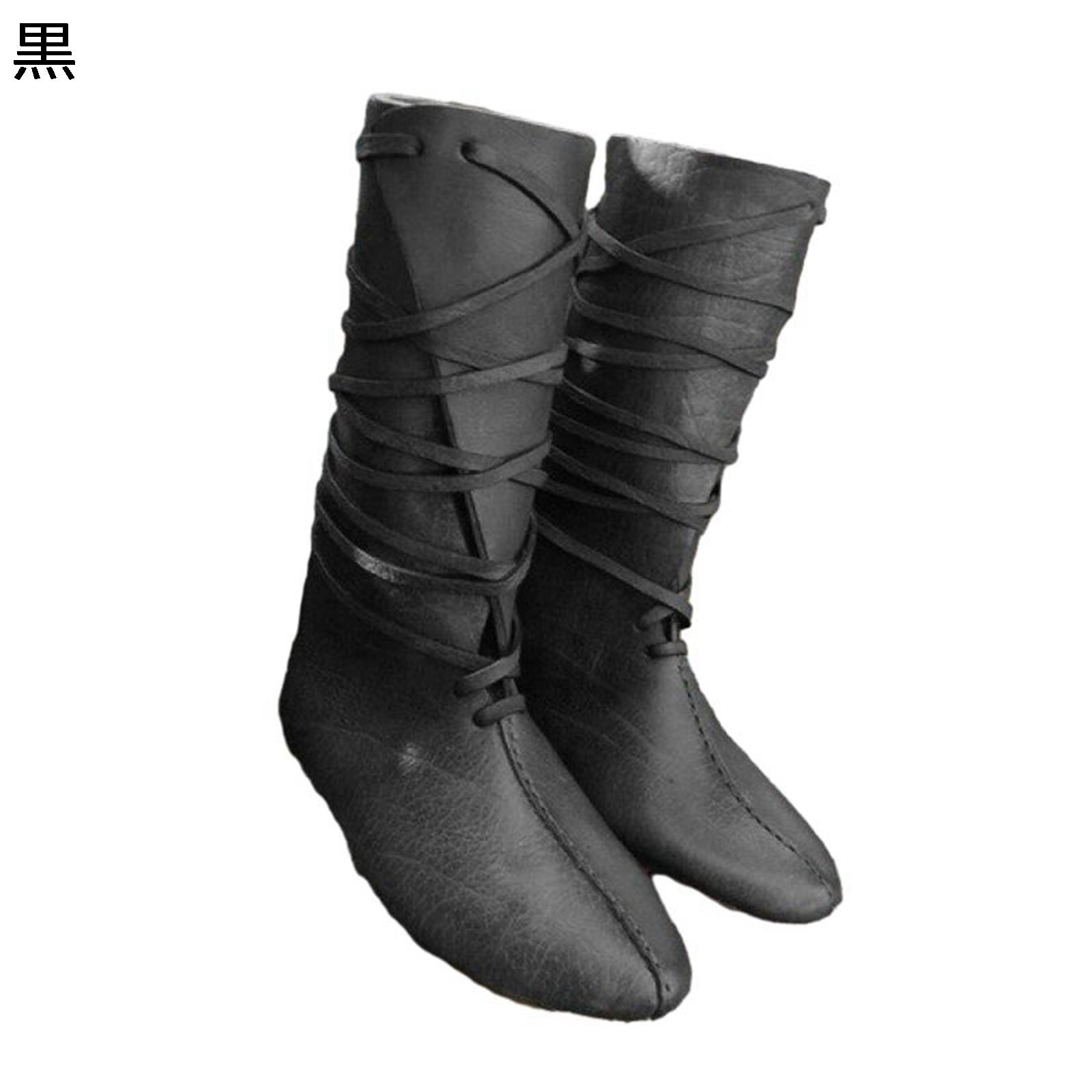 騎士ブーツ カウボーイ メンズ 乗馬ブーツ 中世紀 レースアップ レトロ 欧米風 秋用 冬 ?士靴 中長靴 耐磨耗性 ノンスリップ ラウンド..