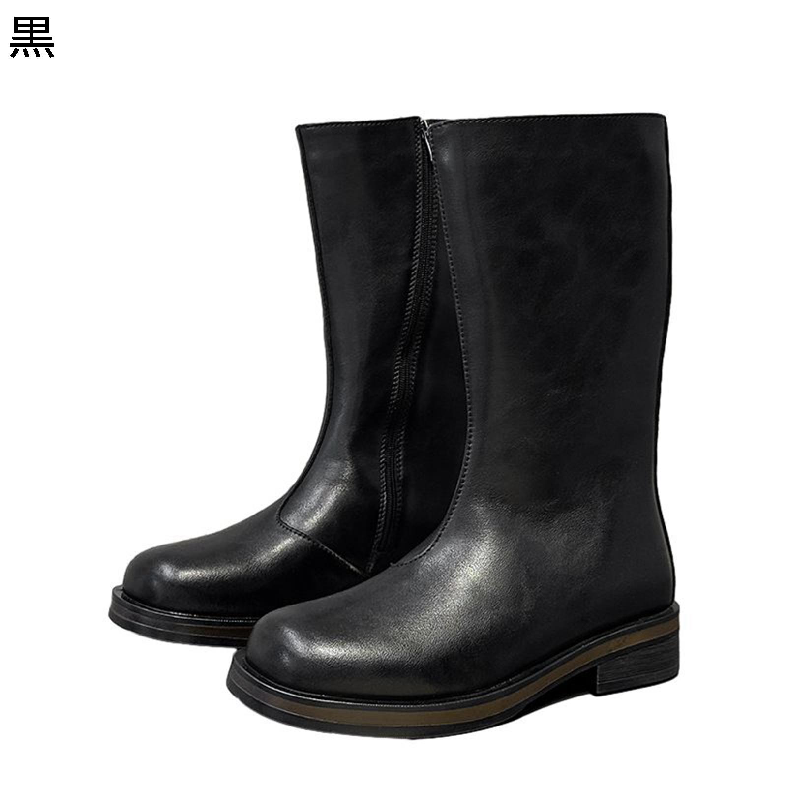 PUレザーブーツ ミドル丈ブーツ メンズ 短靴 編み上げ オートバイ靴 カーゴブーツ 冬靴 春秋 ソフト 滑..