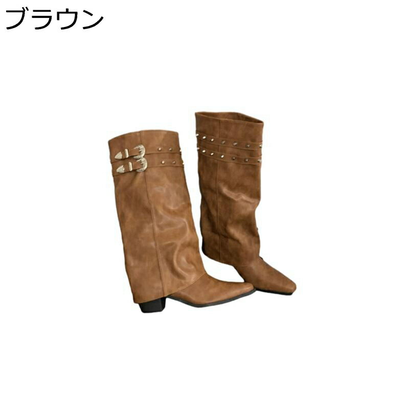 ミドルブーツ レディース ジョッキーブーツ 防寒 軽量 柔らかい ポインテッドトゥ コンフォート 無地 ..