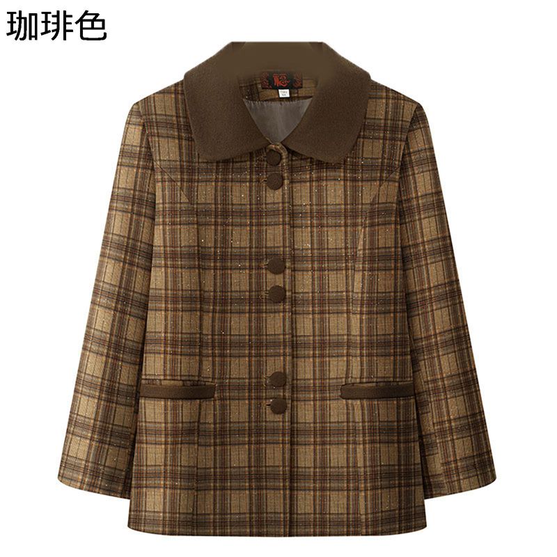 カーディガン ジャケット レディース 長袖 前開き シニア 婦人服 チェック柄 秋冬服 大きいサイズ ソフト あったかい 厚手 ボタンダウン 防寒 エレガント 母の日 ギフト トップス アウター