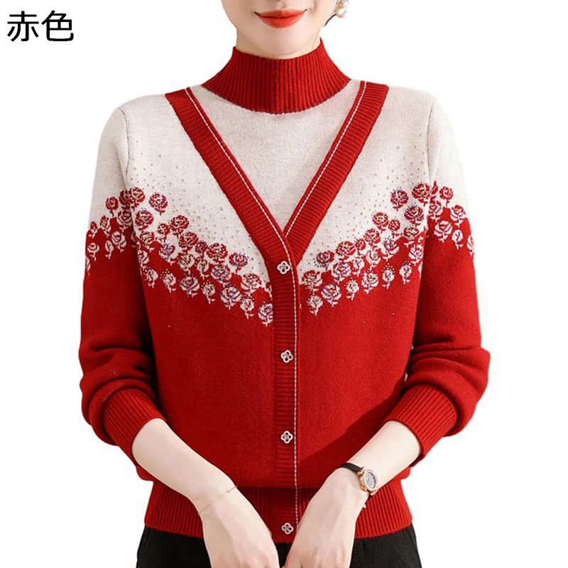 カーディガン レディース 花柄 プリント ボタンダウン セーター リブニット 長袖 ゆったり おしゃれ 春秋冬着 2点セット 前開き エレガント 暖かい 防寒性 防風性 デイリー 母の日 ギフト