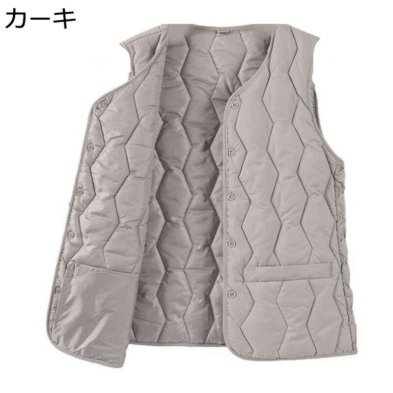 中綿ベスト インナーコート 中年および高齢者ベスト レディース 保温 暖かい 防風 チョッキ ジレ  ...