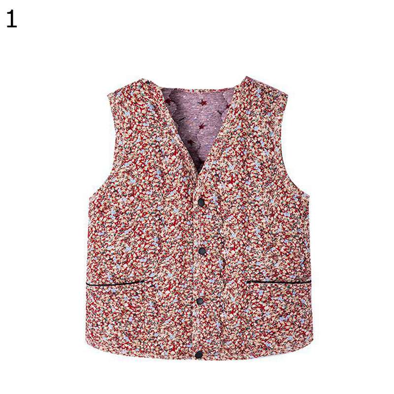 中綿ベスト 中年および高齢者 防寒ベスト レディース 防風 暖かい 保温 チョッキ ジレ 花柄 秋冬 40代 50代 60代 70代 80代 シニア女性 サイドポケット トップス 街 屋内または屋外 休暇のサムネイル