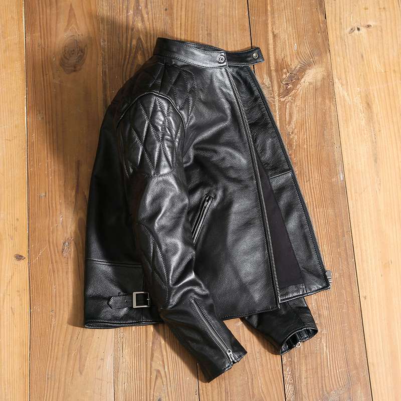本革ジャケット 牛革 メンズ バイクジャケット バイカー 防風防寒 レザーコート 革ジャン ブルゾン 秋 ジップアップ 立ち襟 スリム アウター アウトドア 通勤 通学