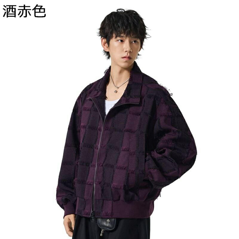 ジャケット メンズ レディース チェック柄 長袖 通気性 ブルゾン ジャンパー カッコイイ ファッション 折り襟 ゆったり おしゃれ カジュアル 春 秋 デイリー ストリート系 通勤 通学 トラベル