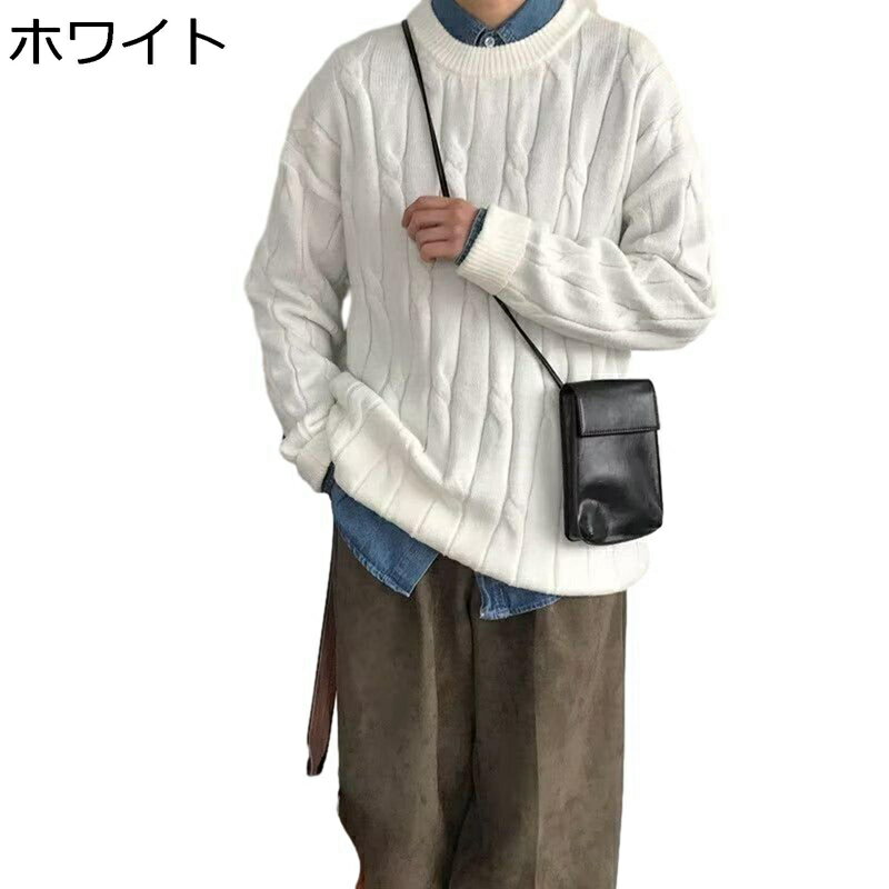メンズ プルオーバー セーター 無地 ニット 春秋 長袖 オフィス ビッグシルエット 厚手 快適 クルーネック 暖かい アウトドア 通勤 抗菌防臭 おしゃれ 大人 ヴィンテージ かっこいい 着回し