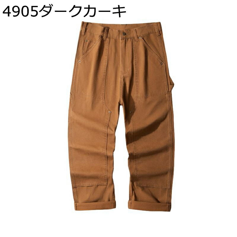 アメカジ キャンバス カーゴパンツ メンズ ストレート イージーパンツ 無地 ゆったり ヴィンテージ カ..