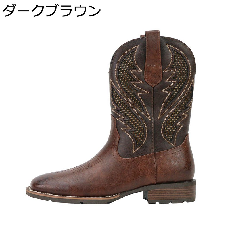 ロングブーツ メンズ 刺繍 ウエスタンブーツ カウボーイ ユニセックス ライダー 中世の靴 滑り止め 耐磨耗 通気性 履き心地 防寒 撥水 脚長 カジュアル v系 アメカジ イベント 仮装 パーティー