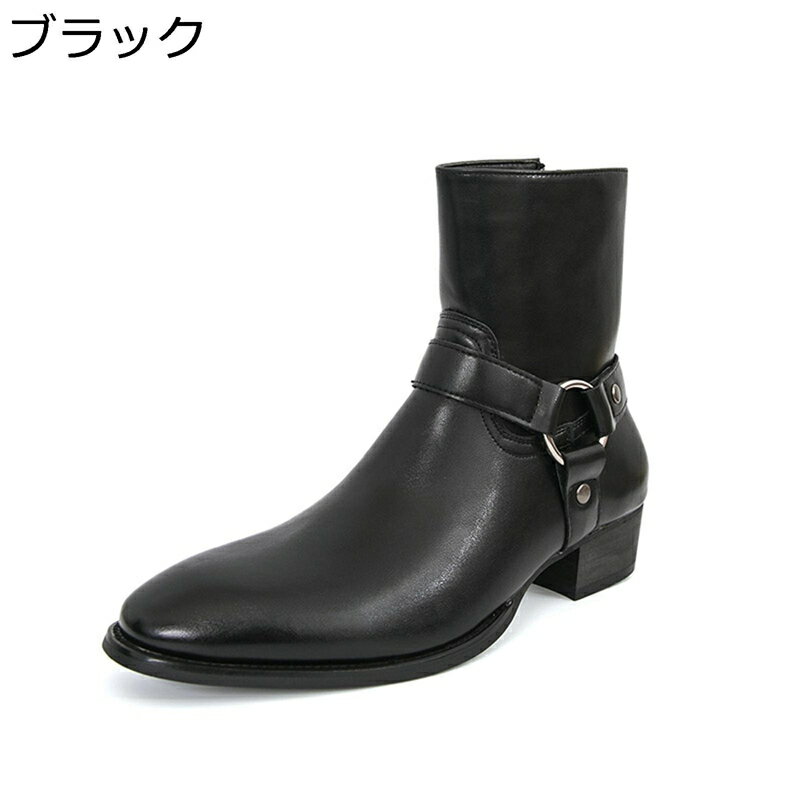 ハイカット オートバイ靴 バックル エンジニアブーツ ポインテッドトゥ ミドルブーツ メンズ 防滑 耐磨..