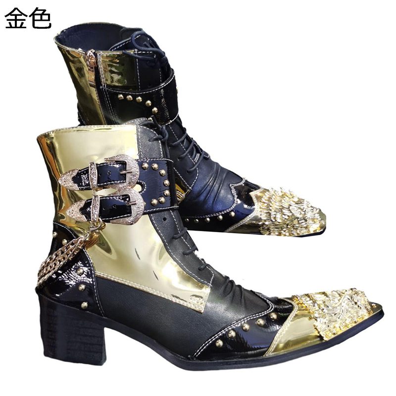 本革 バックル リベット チェルシーブーツ メンズ ビジュアル系 ショットブーツ 男性靴 防滑 耐久性 む..