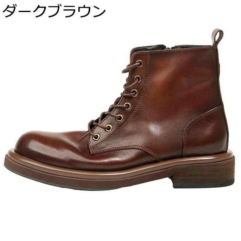 アメカジ ショートブーツ メンズ 編み上げブーツ本革 レースアップ ビジネス ハイヒール 短靴 チャッカ お兄系 防滑 耐磨耗 通気性 柔らかい 軽量 防寒 撥水 フィット お洒落 ヴィンテージ 日常