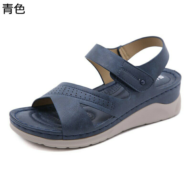 サンダル モカシン マジックテープ 透かし彫り レディース 大きいサイズ ハイヒール ウェッジヒール おしゃれ 疲れない 超軽量 防水台 プラットフォーム 履き心地 きれいめ 女性用 夏靴