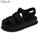 厚底サンダル つま先あり レディース グラディエーターサンダル 編み込みストラップ フラット ベルクロ 履きやすい 歩きやすい コンフォート ビーチサンダル 夏用 通気 滑り止め カジュアル 通勤 通学 普段履き