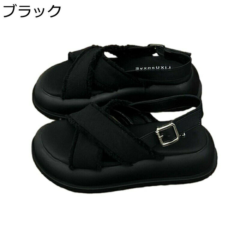 レディース サンダル 厚底 ズック グラディエーターサンダル コンフォート 歩きやすい 疲れにくい サマーシューズ フラット ビーチサンダル 夏 美脚 カジュアル 通気性 滑り止め デイリー 通勤 旅行