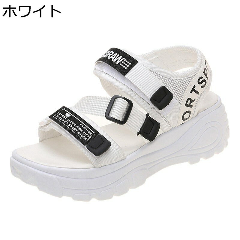 ビーチサンダル レディース 厚底 スポーツサンダル カジュアル 歩きやすい コンフォート フラット ベルクロ 夏 おしゃれ 滑り止め 通気性 サマーシューズ 学生 通勤 日常 アウトドアサンダル