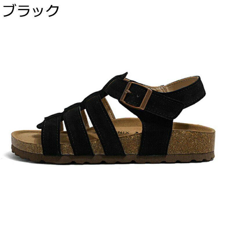 グラディエーター サンダル レディース フラット 豚革 ローマ風 アンクルストラップ オープントゥ ゴム バックル 夏 透かし彫り レトロ風 ビーチサンダル 通勤通学 日常 オフィス 普段