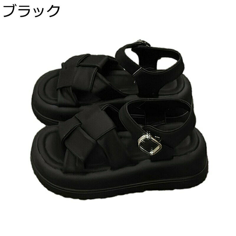 グラディエーター サンダル レディース 厚底 ローマ風 アンクルストラップ オープントゥ PUレザー +5cm身長盛り 春夏秋 透かし彫り 防滑 軽い 防水 ソフト オシャレ 旅行 ビーチサンダル