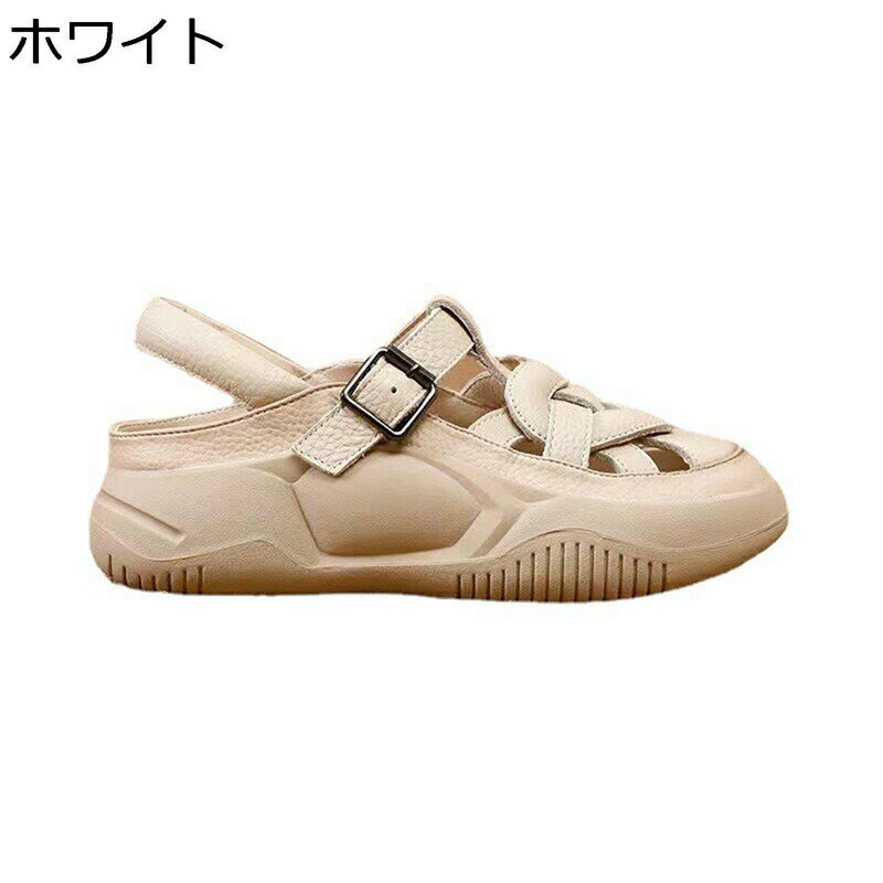 透かし彫り 厚底 サンダル スニーカー レディース 背が4cm高くなる 2ways スリッポン バックル付き ゴ..