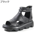 サマーブーツ サンダルブーツ レディース 身長5cmアップ ローマ風 革 袴用 アンクルストラップ ショートブーツ バックジップ オープントゥ 夏 ゴムソール ...