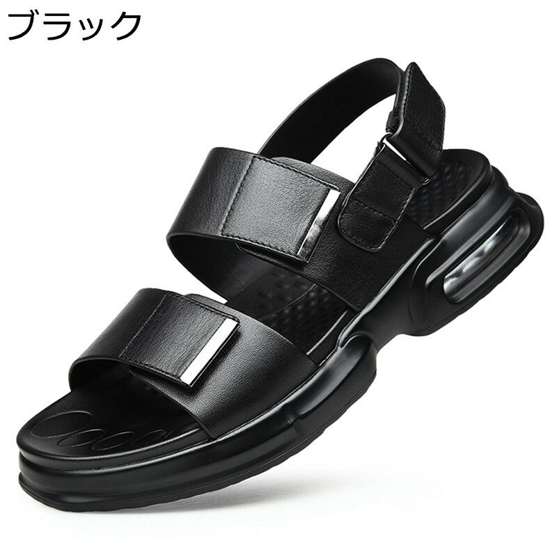 サンダル メンズ 革サンダル クッション 厚底 ビーチサンダル 外履き スポーツサンダル 滑らない アウトドア 履きやすい 歩きやすい ドライビングシューズ 夏 ジョギングサンダル カジュアル